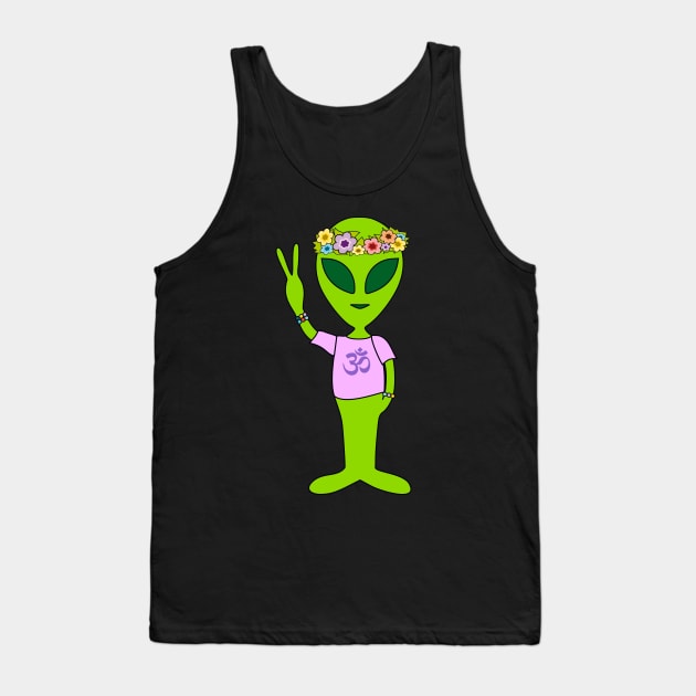 Peace Alien - Flower Power Hippie - OM T-Shirt Tank Top by EDDArt